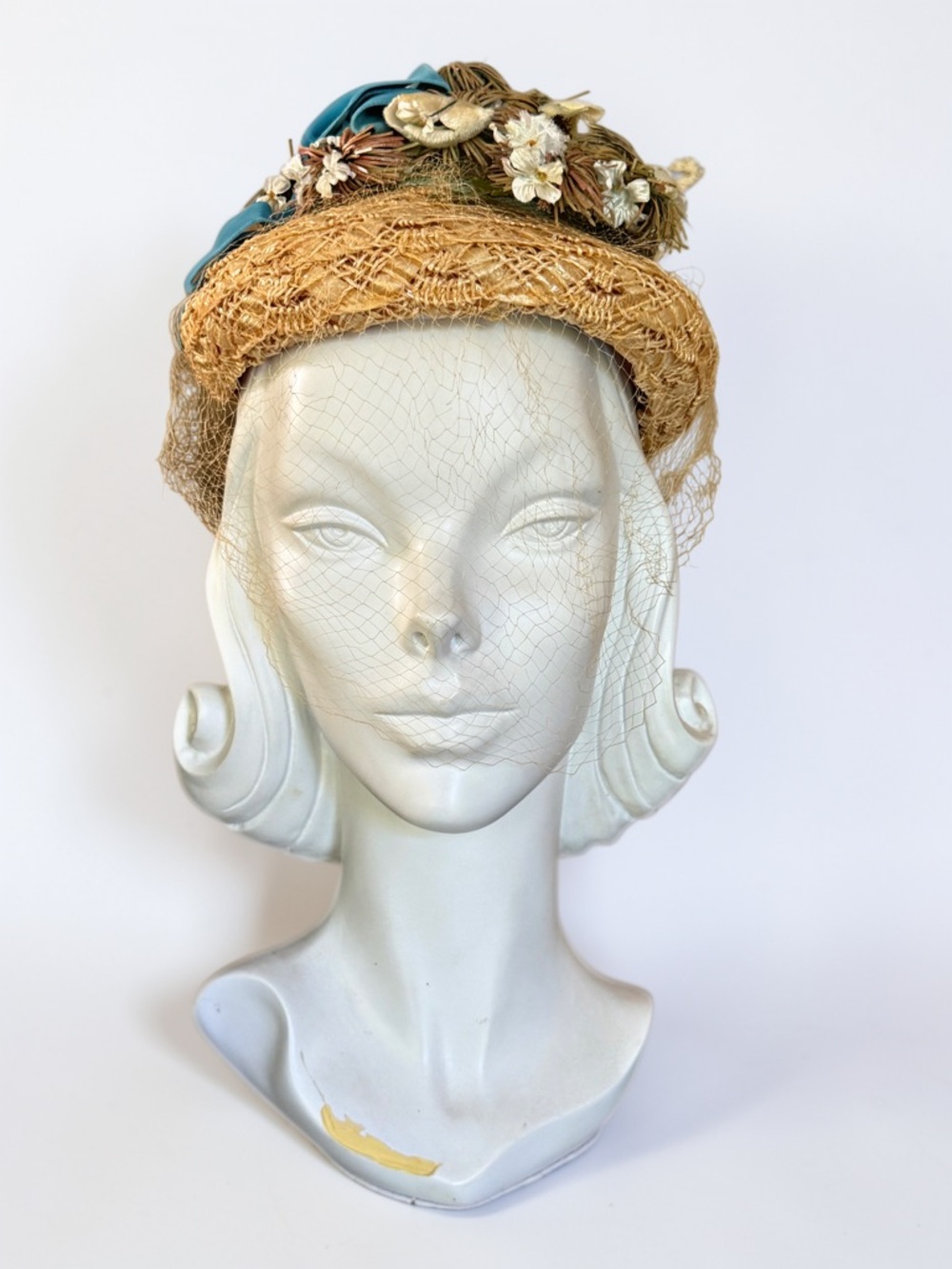 1950s Sutherland Rude Asymmetrical Straw Cocktail Hat